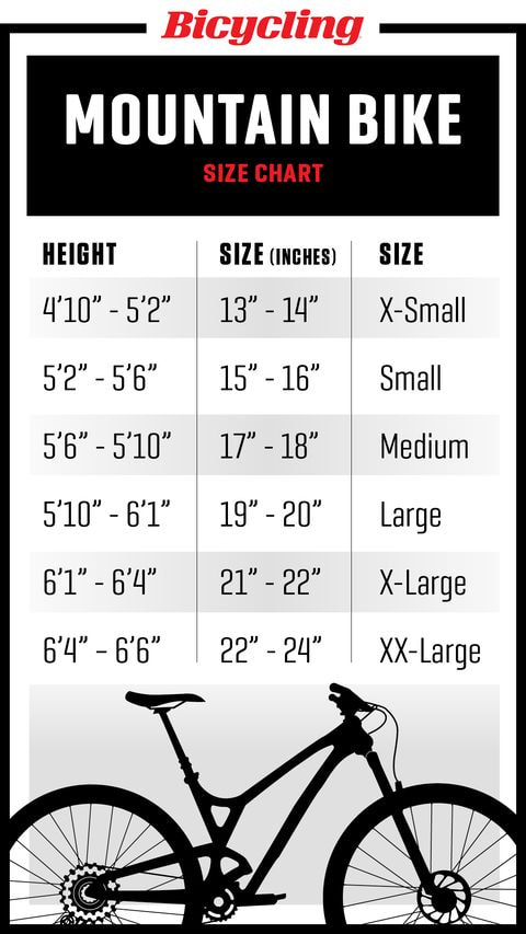 bike size chart for women